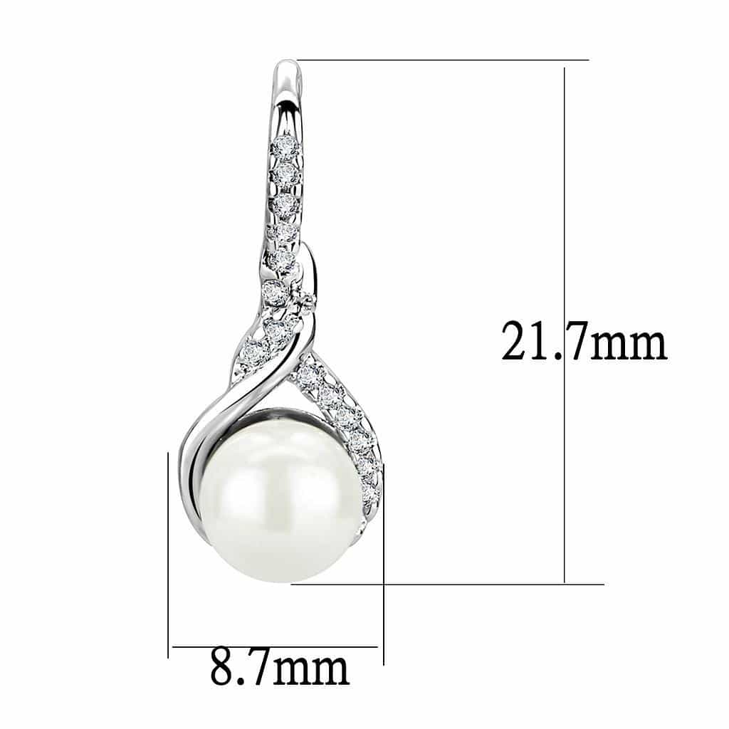 Brass Pearl CZ Swirl Hook Drop Earrings | The Stainless Jewelry view 2
