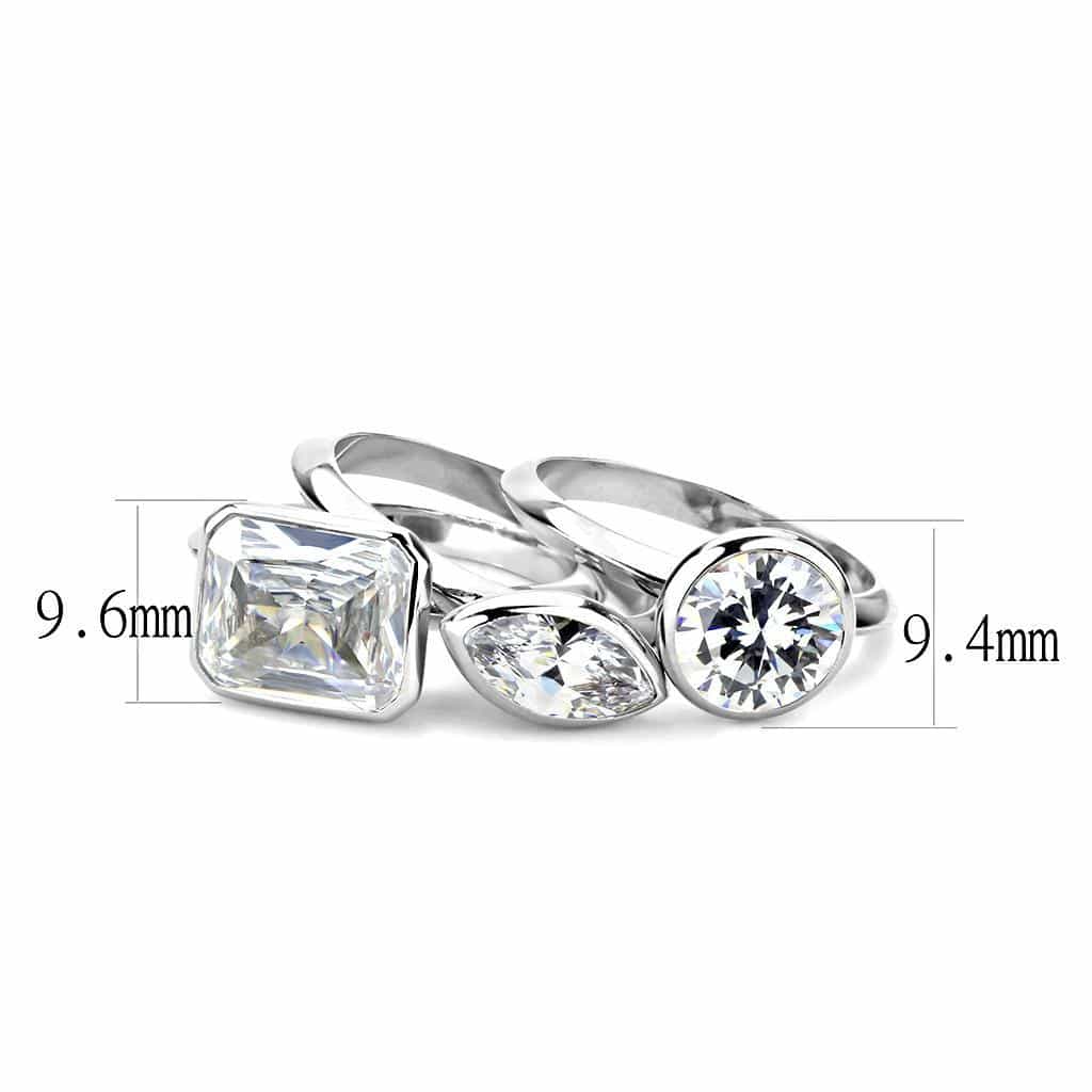 Brass CZ Princess Oval Bezel Two-Stone Stack Ring view 2