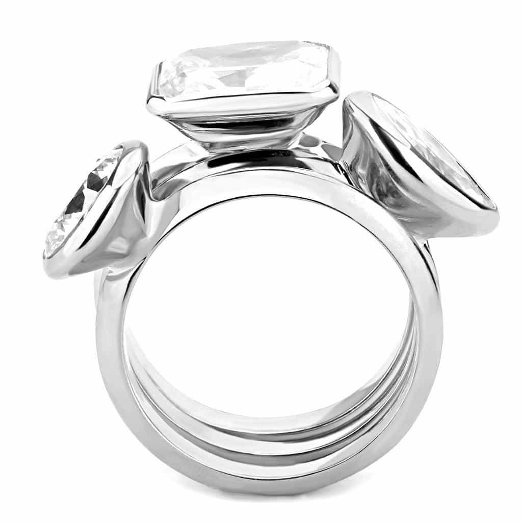 Brass CZ Princess Oval Bezel Two-Stone Stack Ring view 8