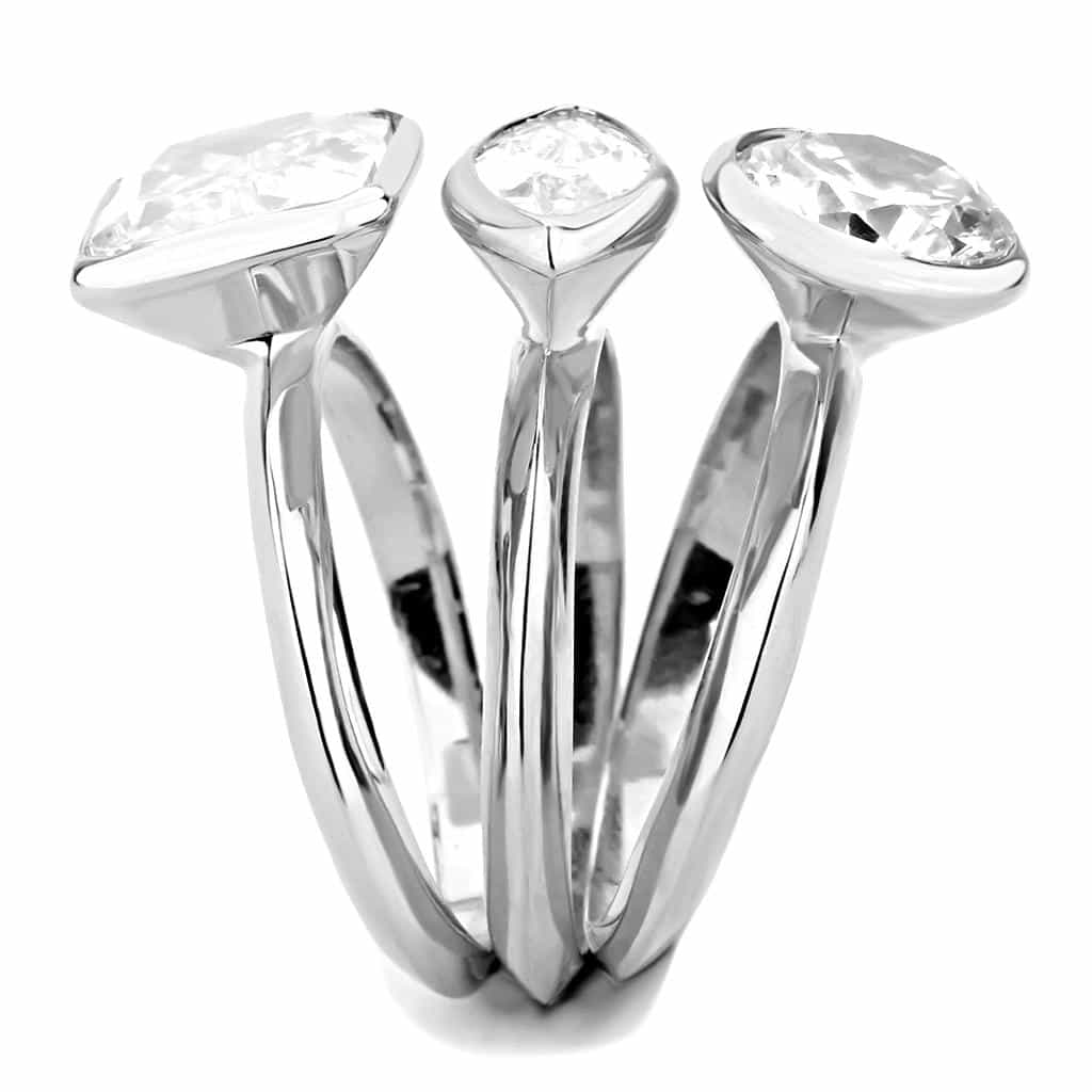 Brass CZ Princess Oval Bezel Two-Stone Stack Ring view 9