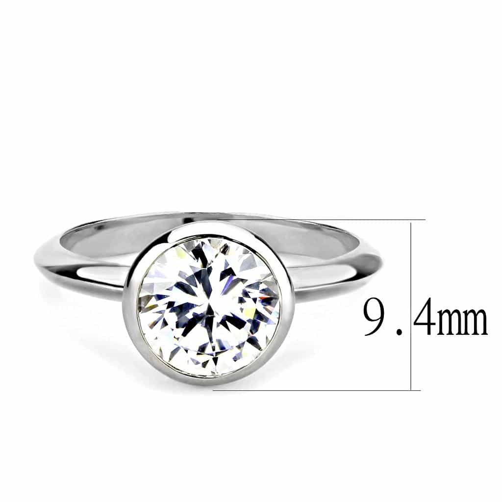 Brass CZ Round Bezel Solitaire Ring 3W1487 view 7