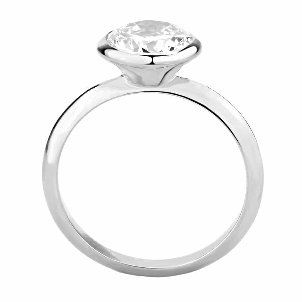 Brass CZ Round Bezel Solitaire Ring 3W1487 view 8