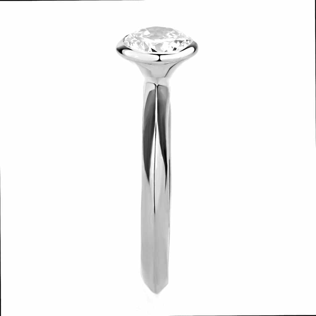 Brass CZ Round Bezel Solitaire Ring 3W1487 view 9