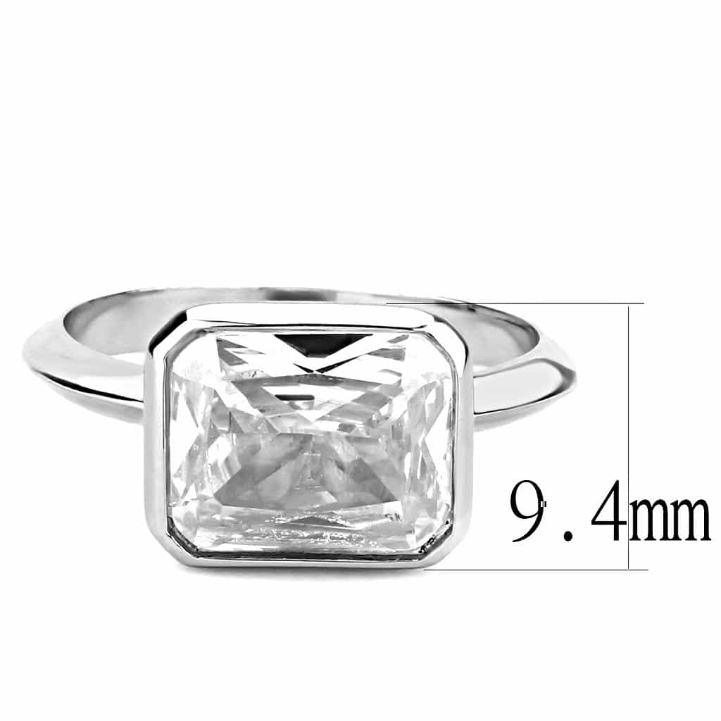Brass CZ Princess Bezel Solitaire Ring | The Stainless Jewelry view 7