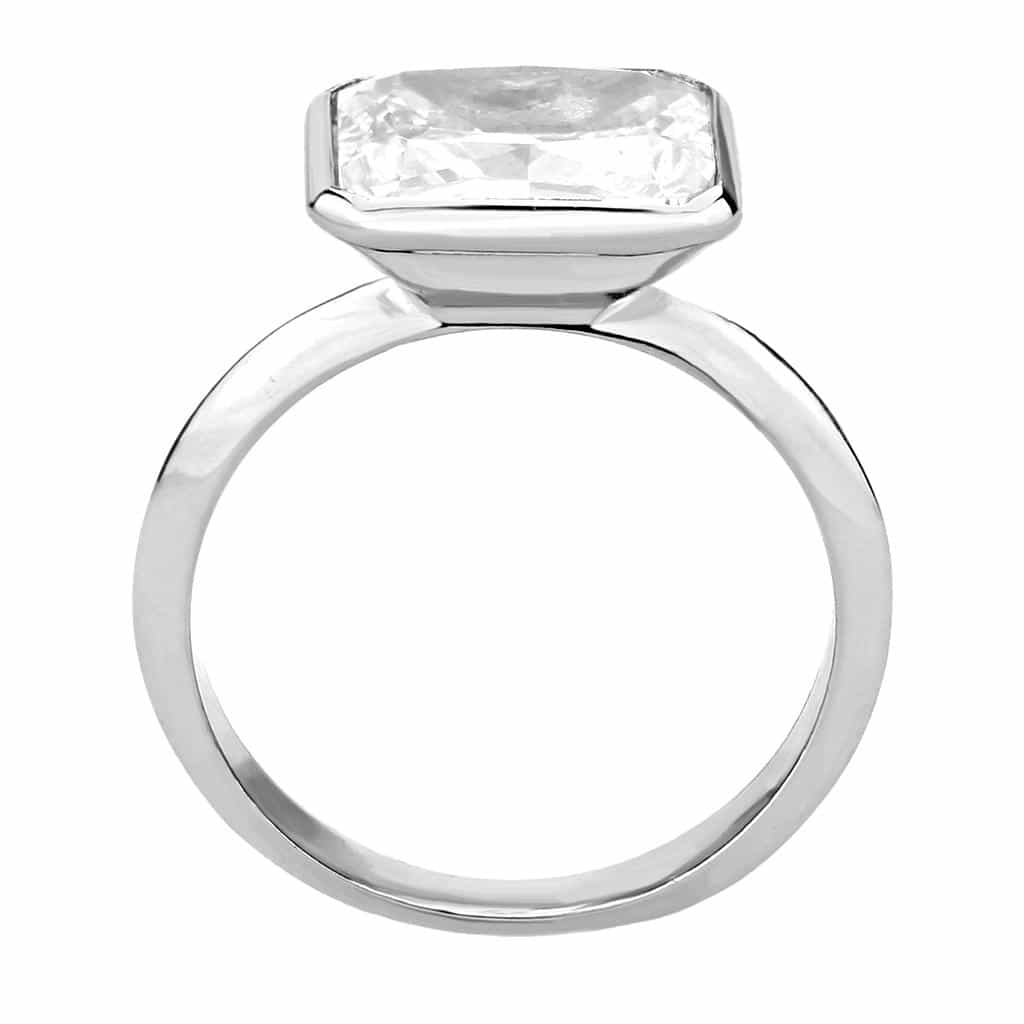 Brass CZ Princess Bezel Solitaire Ring | The Stainless Jewelry view 8