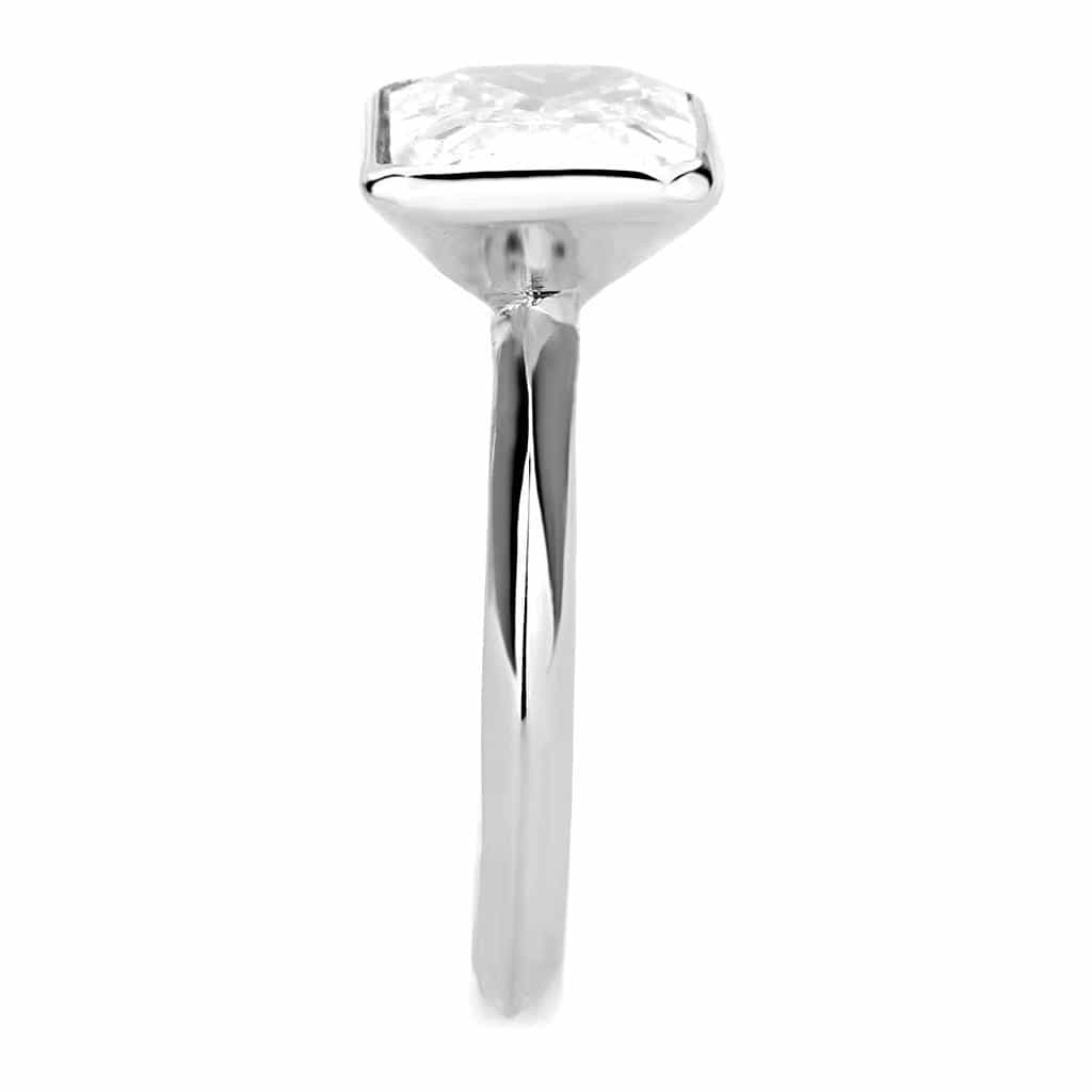 Brass CZ Princess Bezel Solitaire Ring | The Stainless Jewelry view 4