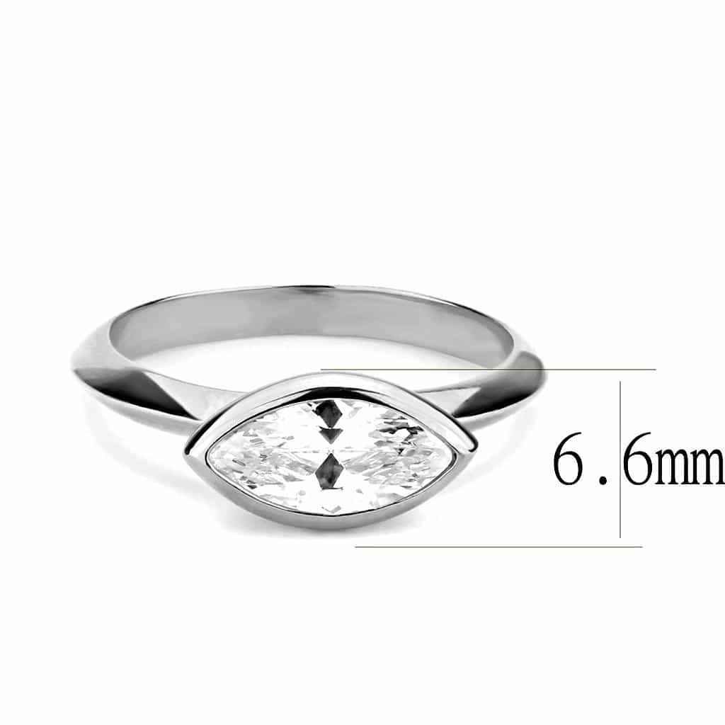 Brass CZ Marquise Bezel Solitaire Ring | The Stainless Jewelry view 2