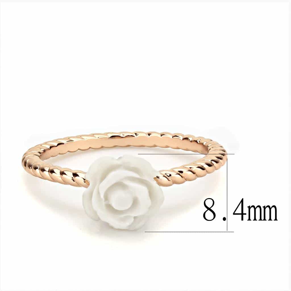 Brass Rose Gold White Rose Twisted Rope Ring view 7