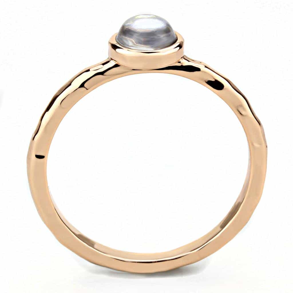 Brass Rose Gold Moonstone Bezel Ring | The Stainless Jewelry view 8