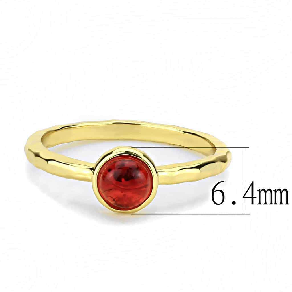 Brass Gold Red Cabochon Solitaire Ring | The Stainless Jewelry view 2