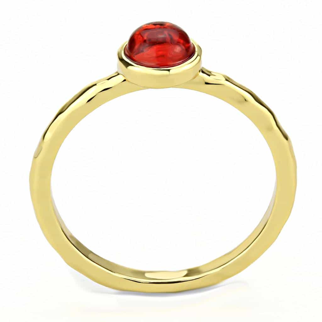 Brass Gold Red Cabochon Solitaire Ring | The Stainless Jewelry view 3