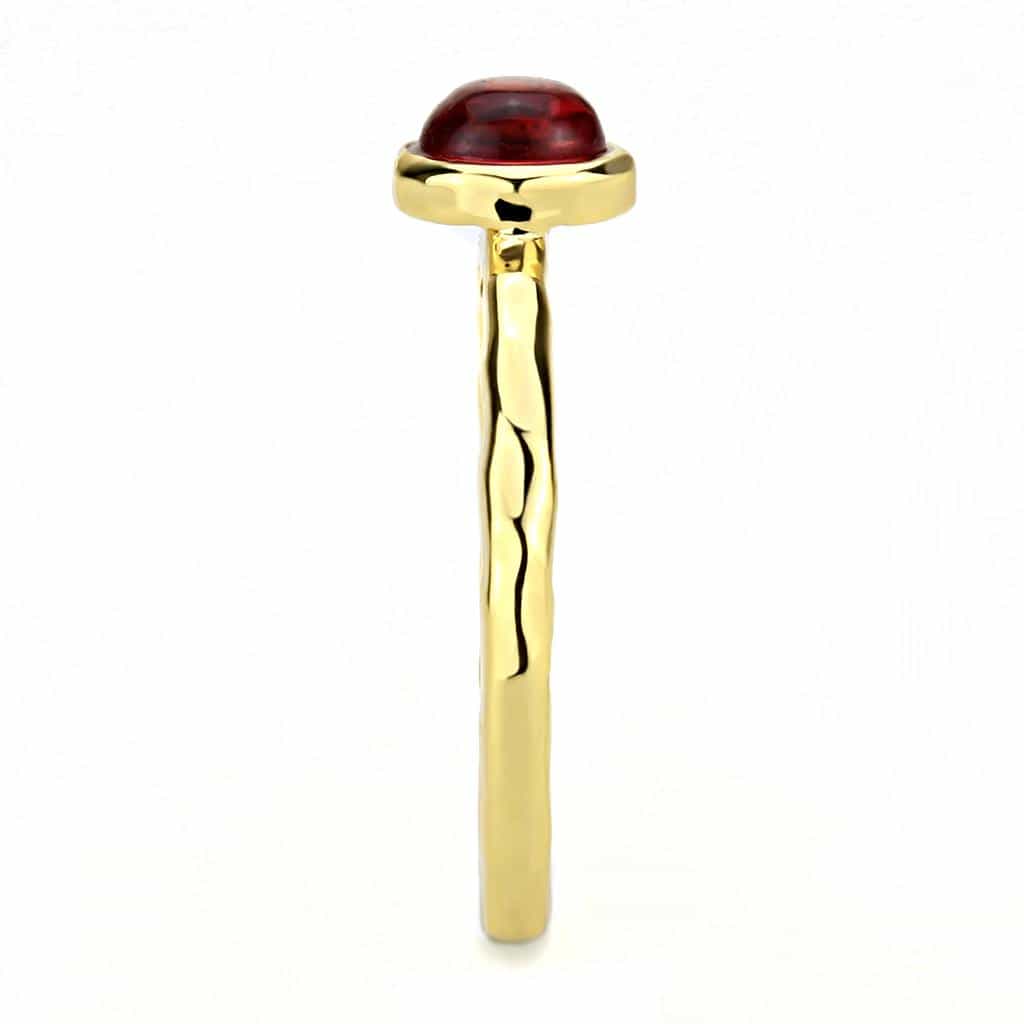 Brass Gold Red Cabochon Solitaire Ring | The Stainless Jewelry view 9