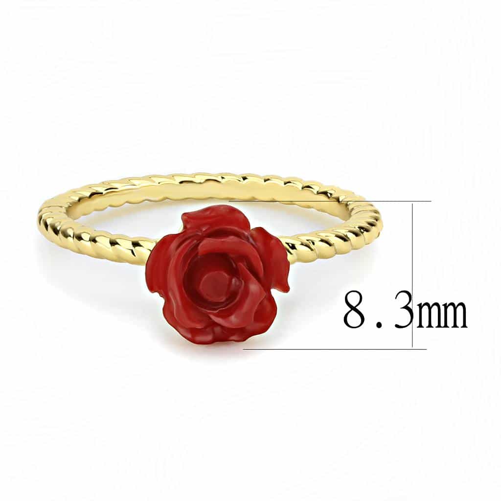 Brass Gold Red Rose Twisted Rope Ring | The Stainless Jewelry view 2