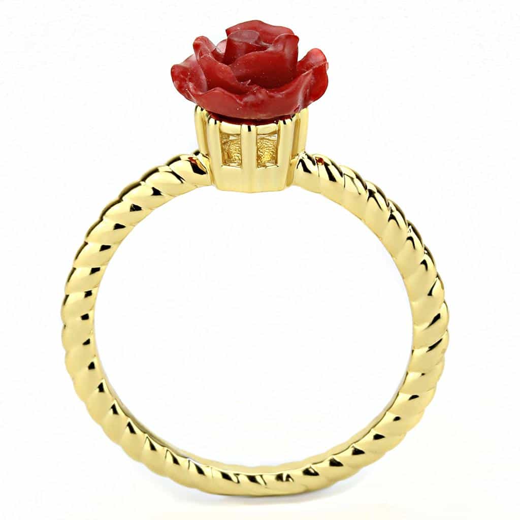Brass Gold Red Rose Twisted Rope Ring | The Stainless Jewelry view 3