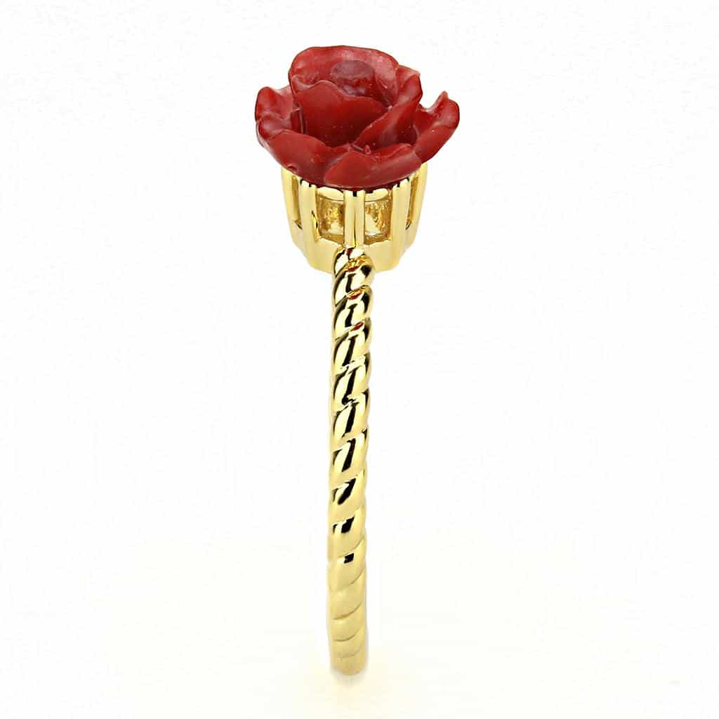 Brass Gold Red Rose Twisted Rope Ring | The Stainless Jewelry view 4