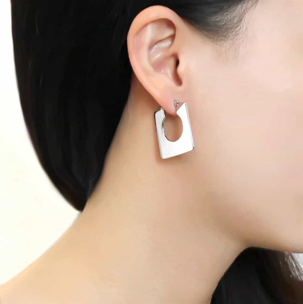 Brass Polished Square Flat Hoop Ring | The Stainless Jewelry view 3