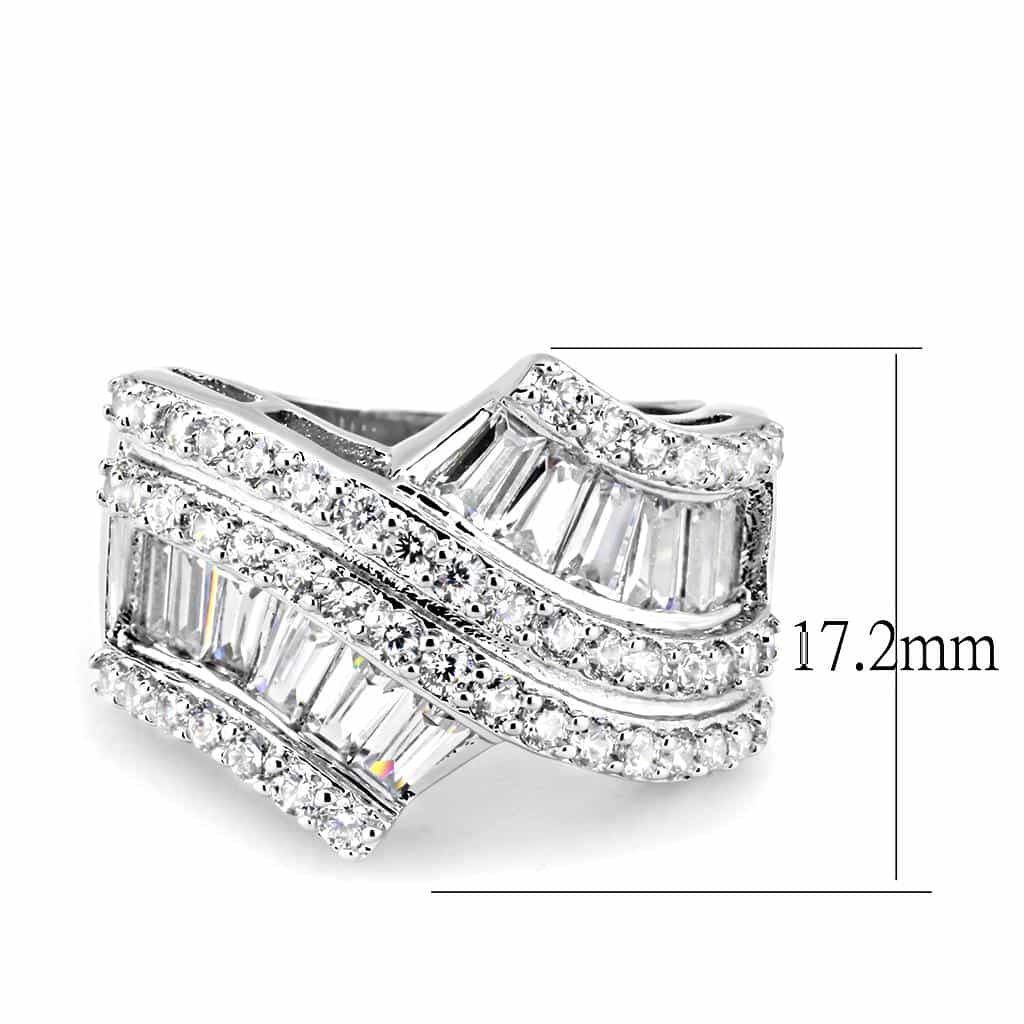 Brass CZ Baguette Crown Crossover Wide Ring view 7