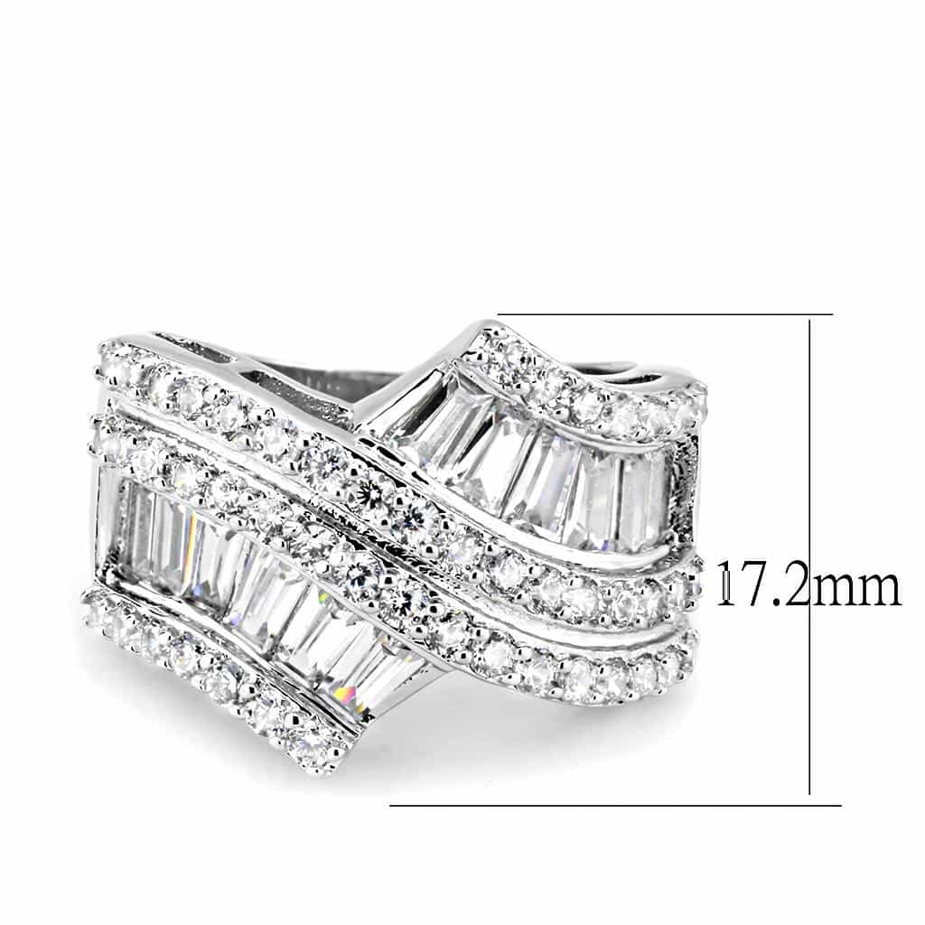 Brass CZ Baguette Crown Crossover Wide Ring view 2