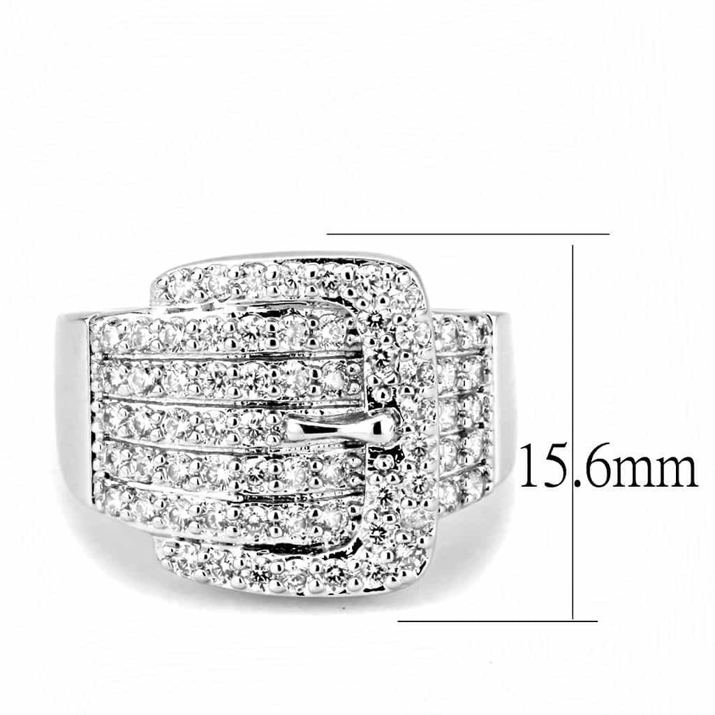 Brass CZ Pavé Tiered Pyramid Wide Ring | The Stainless Jewelry view 7