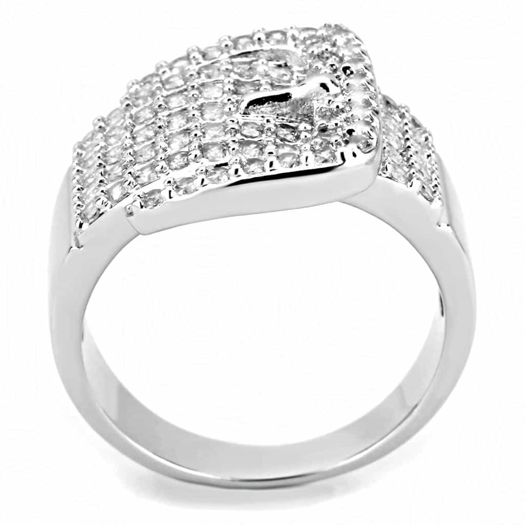 Brass CZ Pavé Tiered Pyramid Wide Ring | The Stainless Jewelry view 8
