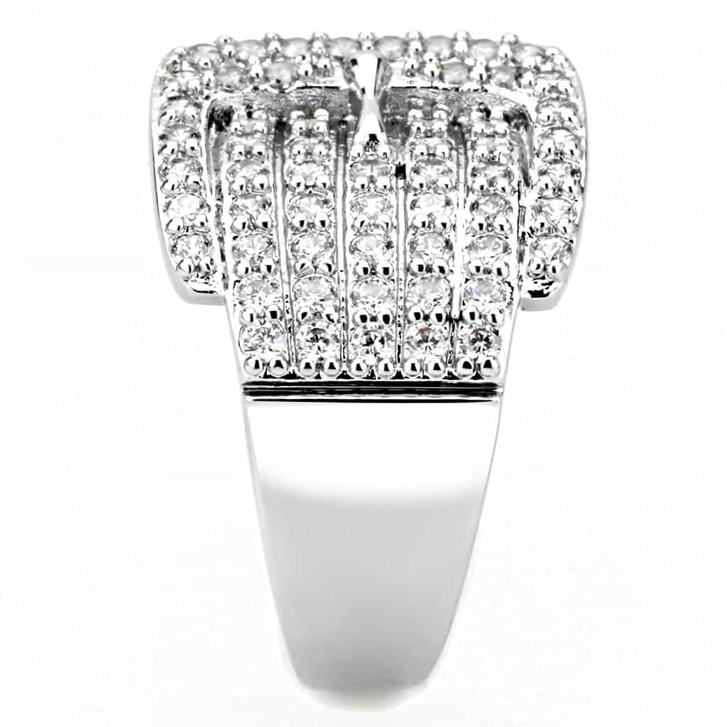 Brass CZ Pavé Tiered Pyramid Wide Ring | The Stainless Jewelry view 9