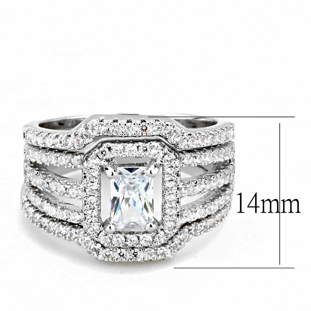 Brass CZ Princess-Cut Halo Split Shank Bridal Ring view 2