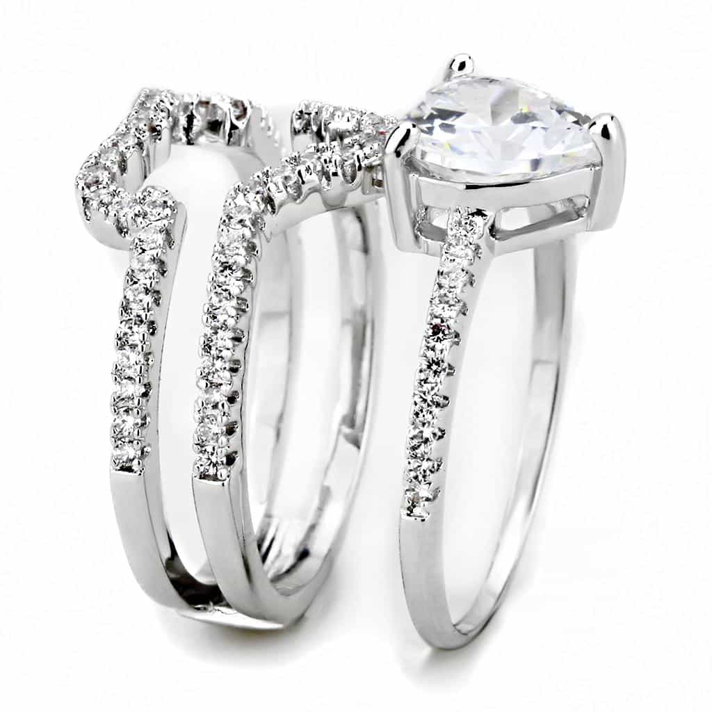 Brass CZ Heart Halo Split Shank Bridal Ring view 9