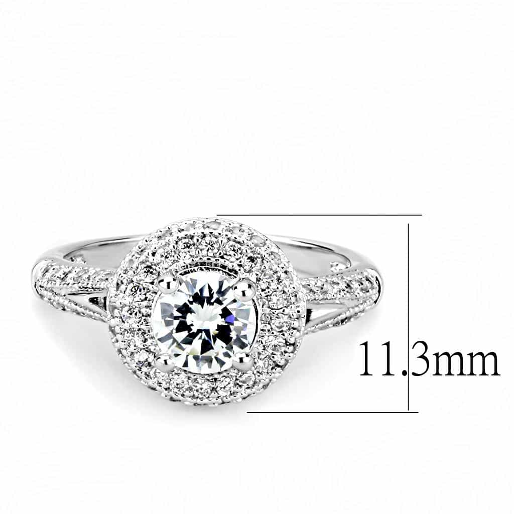 Brass CZ Round Double Halo Split Shank Ring 3W1506 view 7
