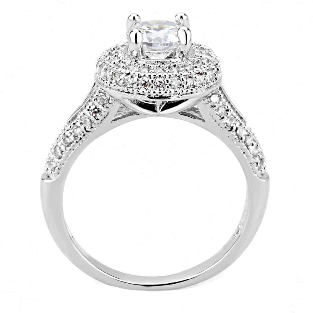 Brass CZ Round Double Halo Split Shank Ring 3W1506 view 8