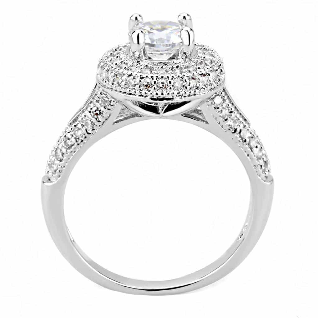 Brass CZ Round Double Halo Split Shank Ring 3W1506 view 3