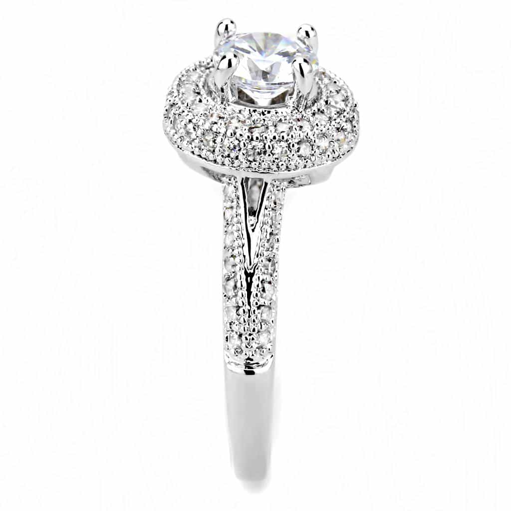 Brass CZ Round Double Halo Split Shank Ring 3W1506 view 9