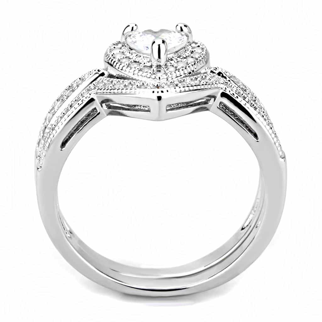 Brass CZ Round Halo Chevron Pavé Bridal Ring view 8