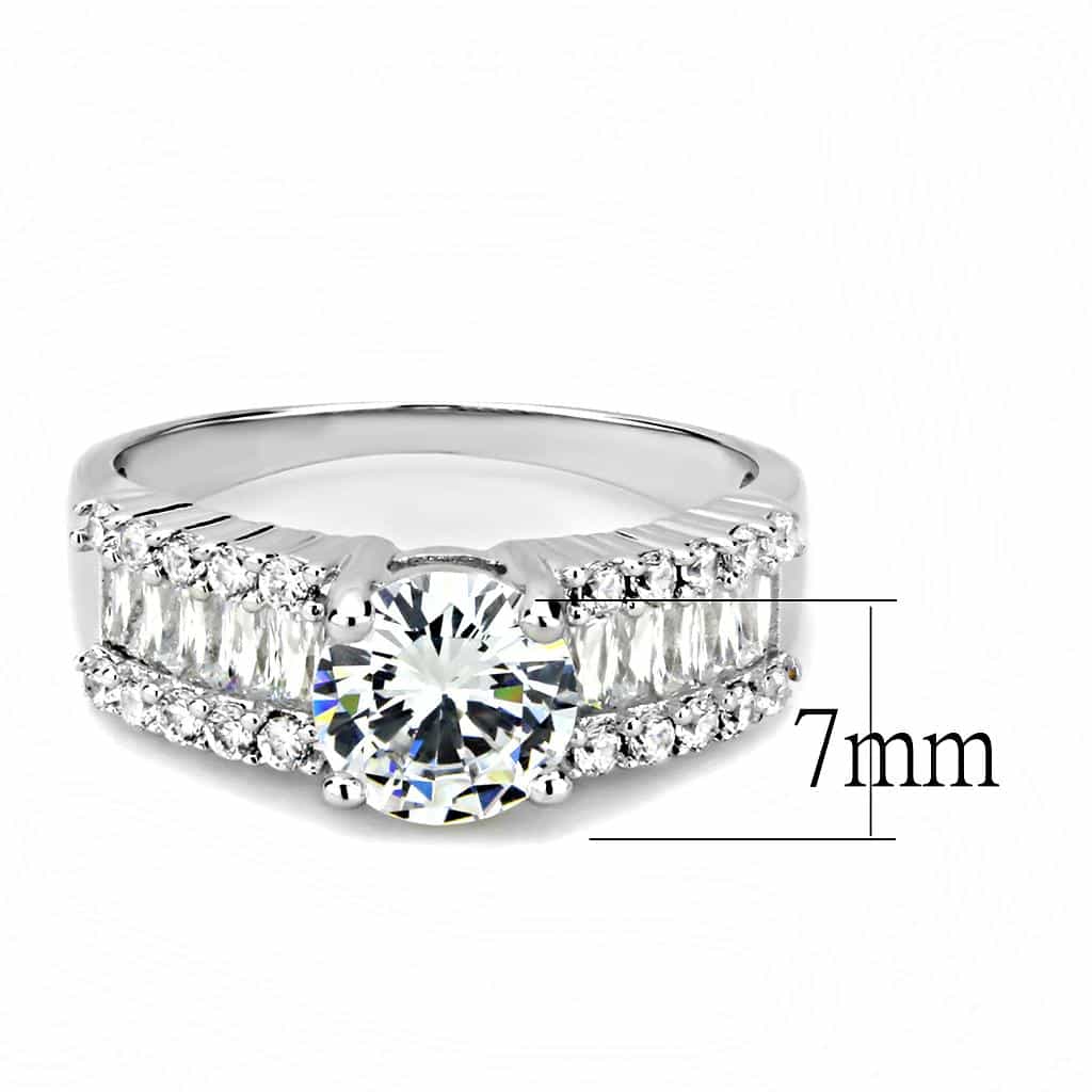 Brass CZ Round Solitaire Baguette Wide Ring view 7