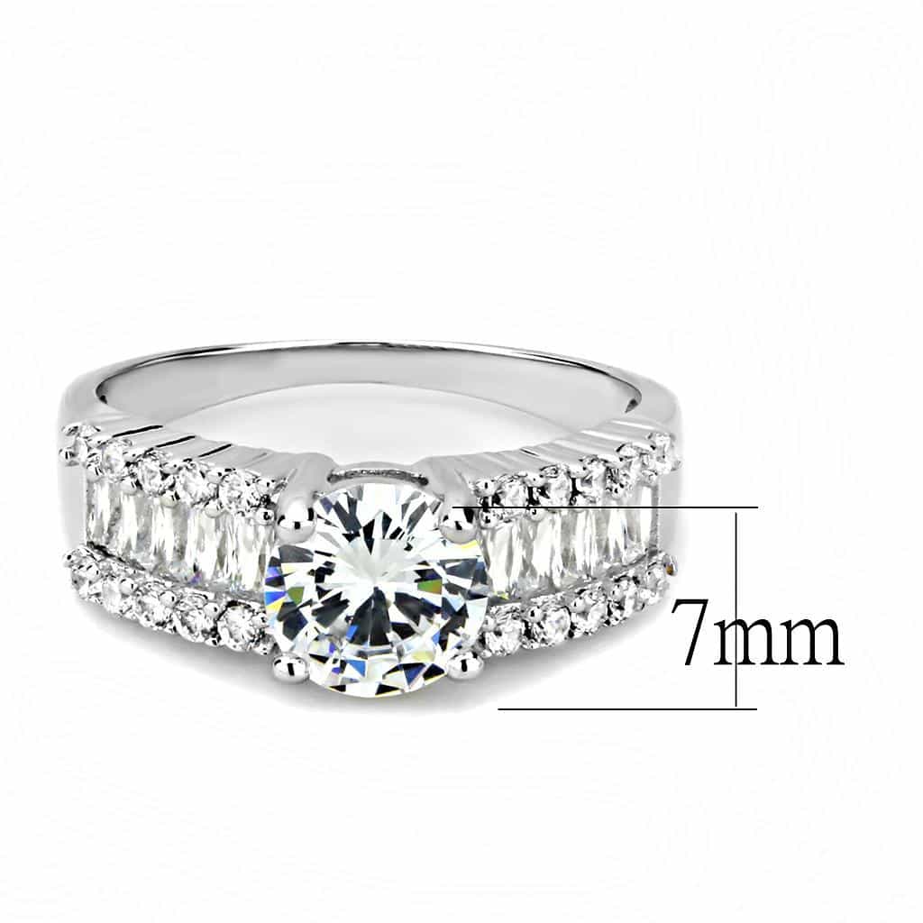 Brass CZ Round Solitaire Baguette Wide Ring view 2
