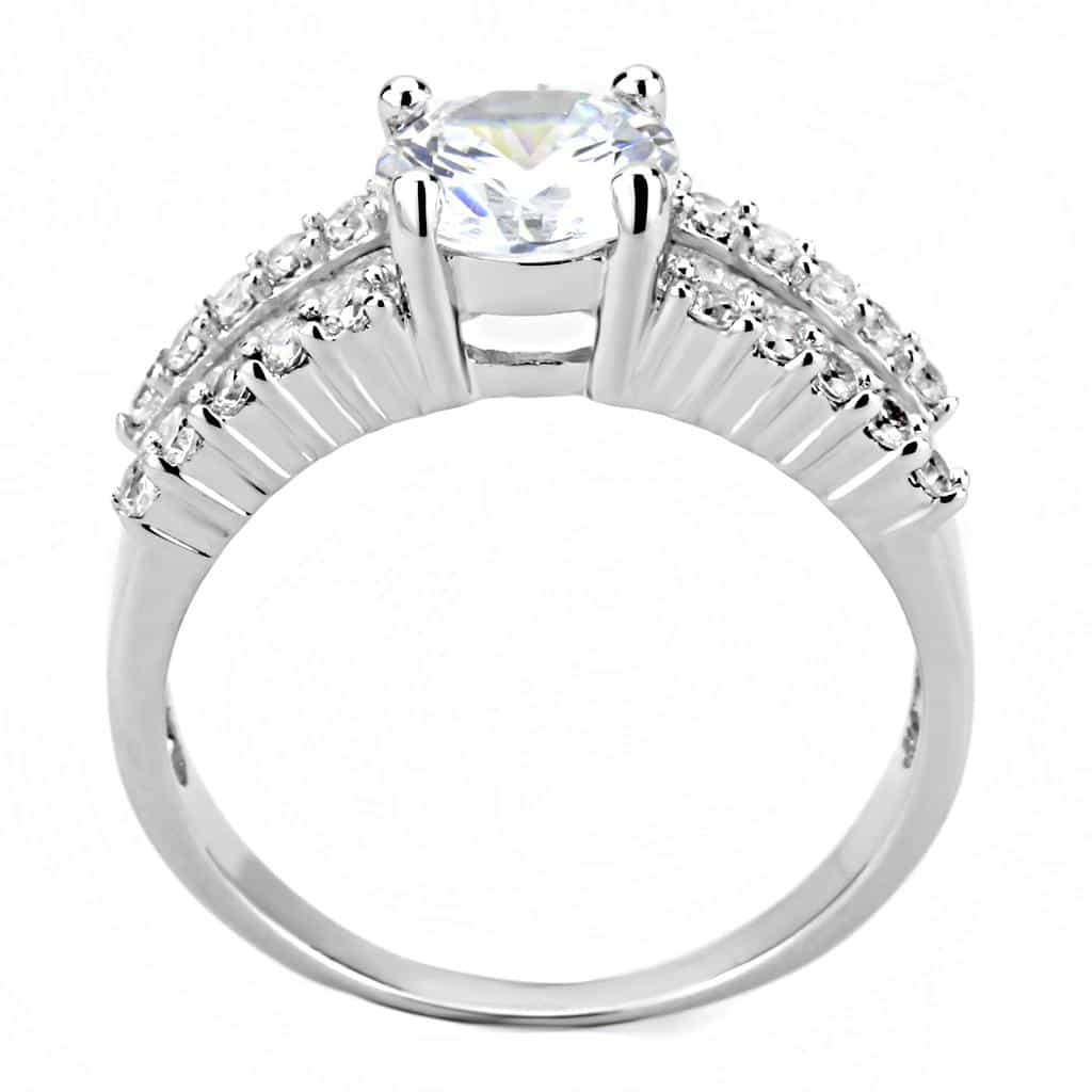 Brass CZ Round Solitaire Baguette Wide Ring view 8