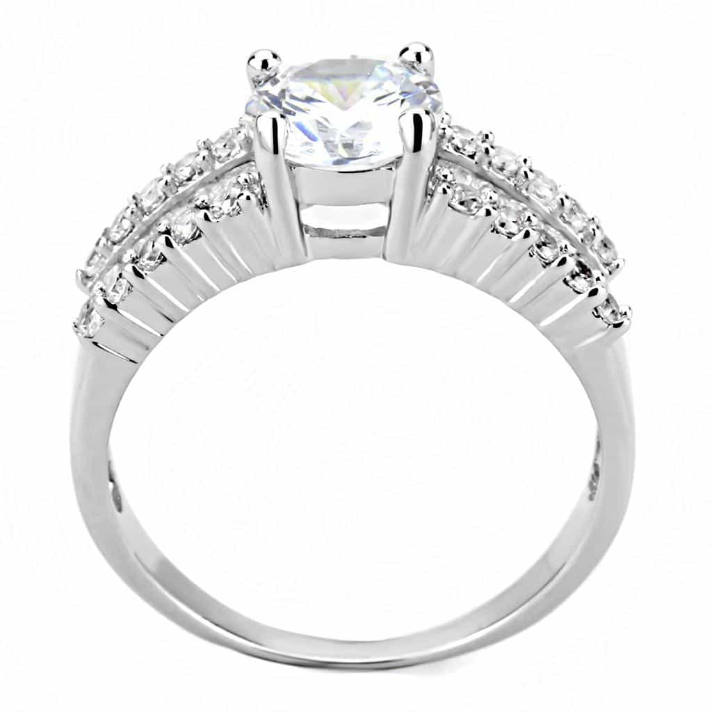 Brass CZ Round Solitaire Baguette Wide Ring view 3