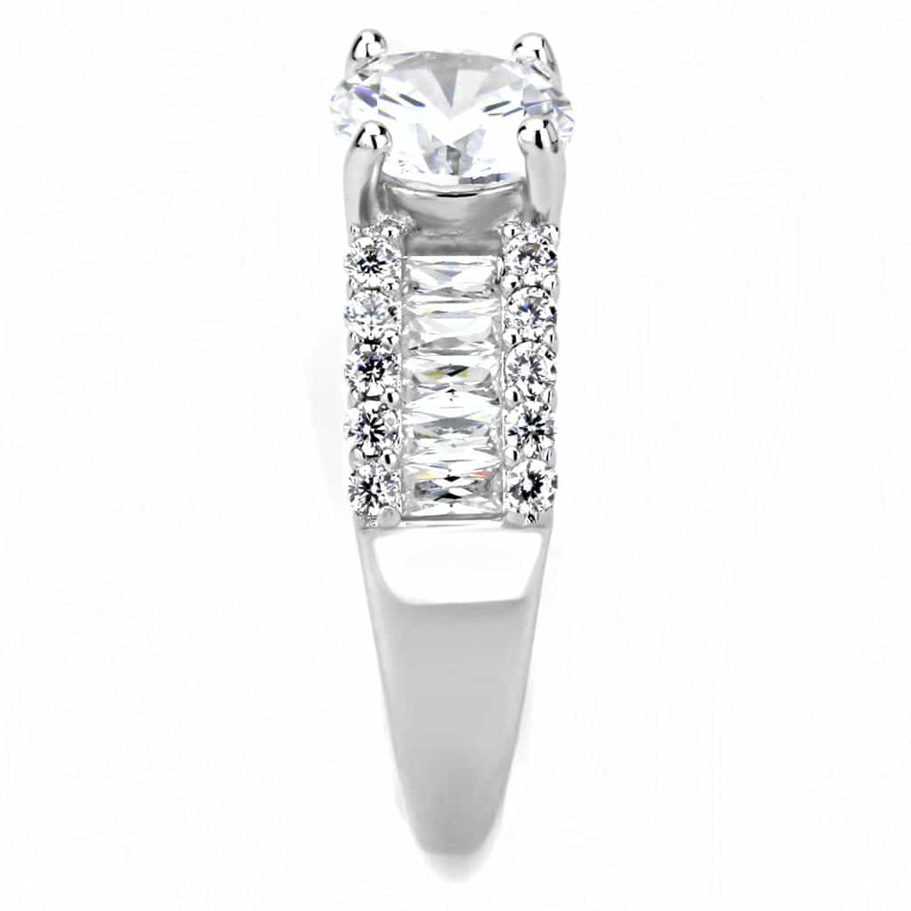 Brass CZ Round Solitaire Baguette Wide Ring view 9