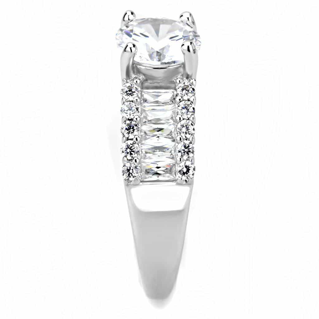 Brass CZ Round Solitaire Baguette Wide Ring view 4