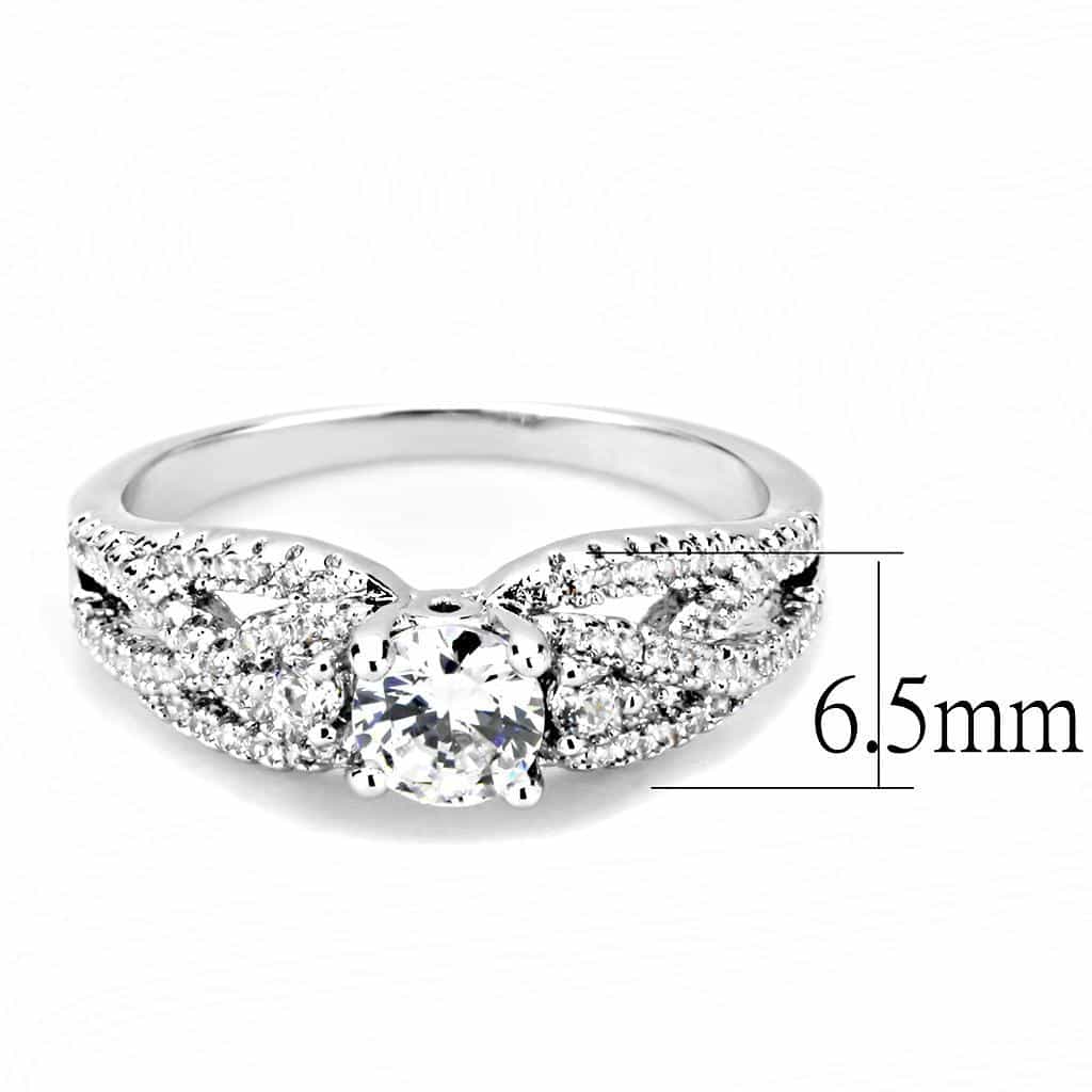 Brass CZ Round Halo Split Shank Pavé Ring 3W1511 view 2