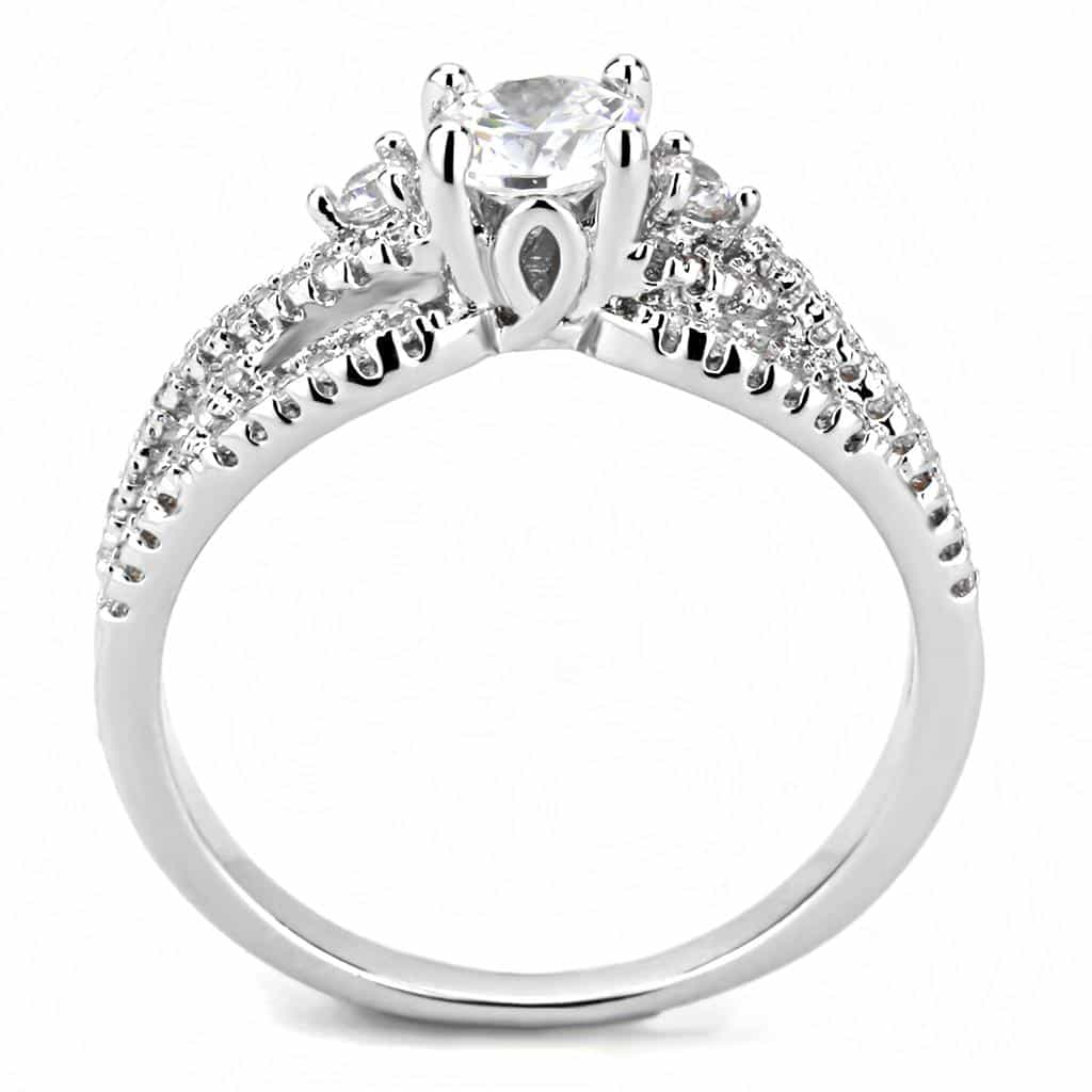 Brass CZ Round Halo Split Shank Pavé Ring 3W1511 view 8