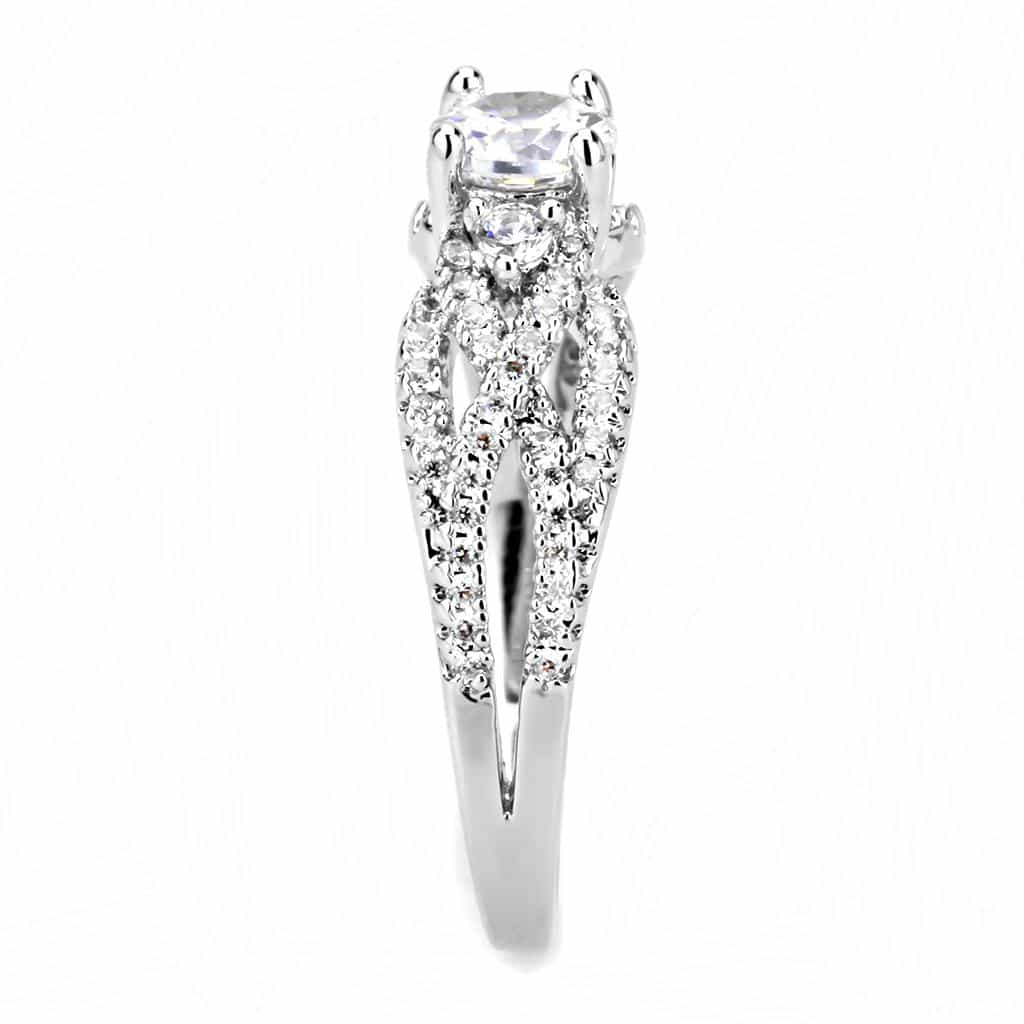 Brass CZ Round Halo Split Shank Pavé Ring 3W1511 view 9