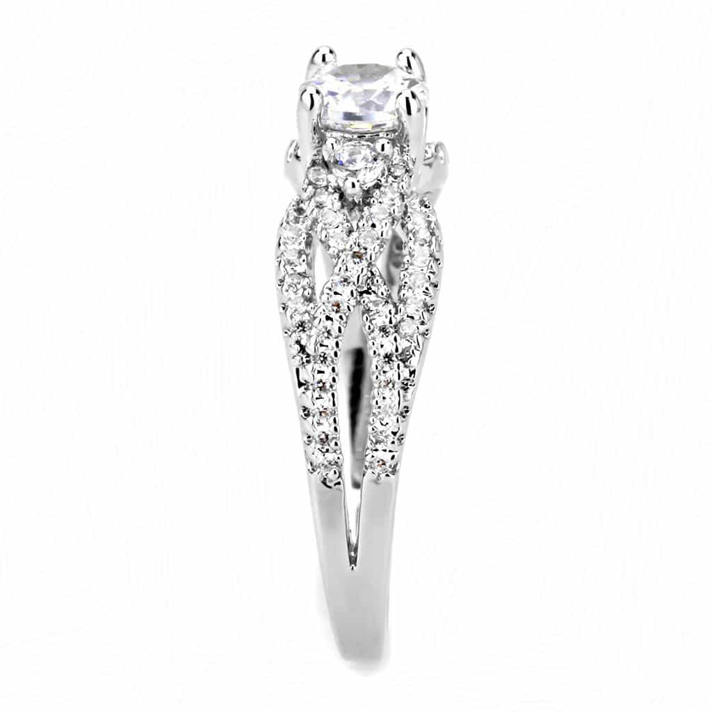 Brass CZ Round Halo Split Shank Pavé Ring 3W1511 view 4