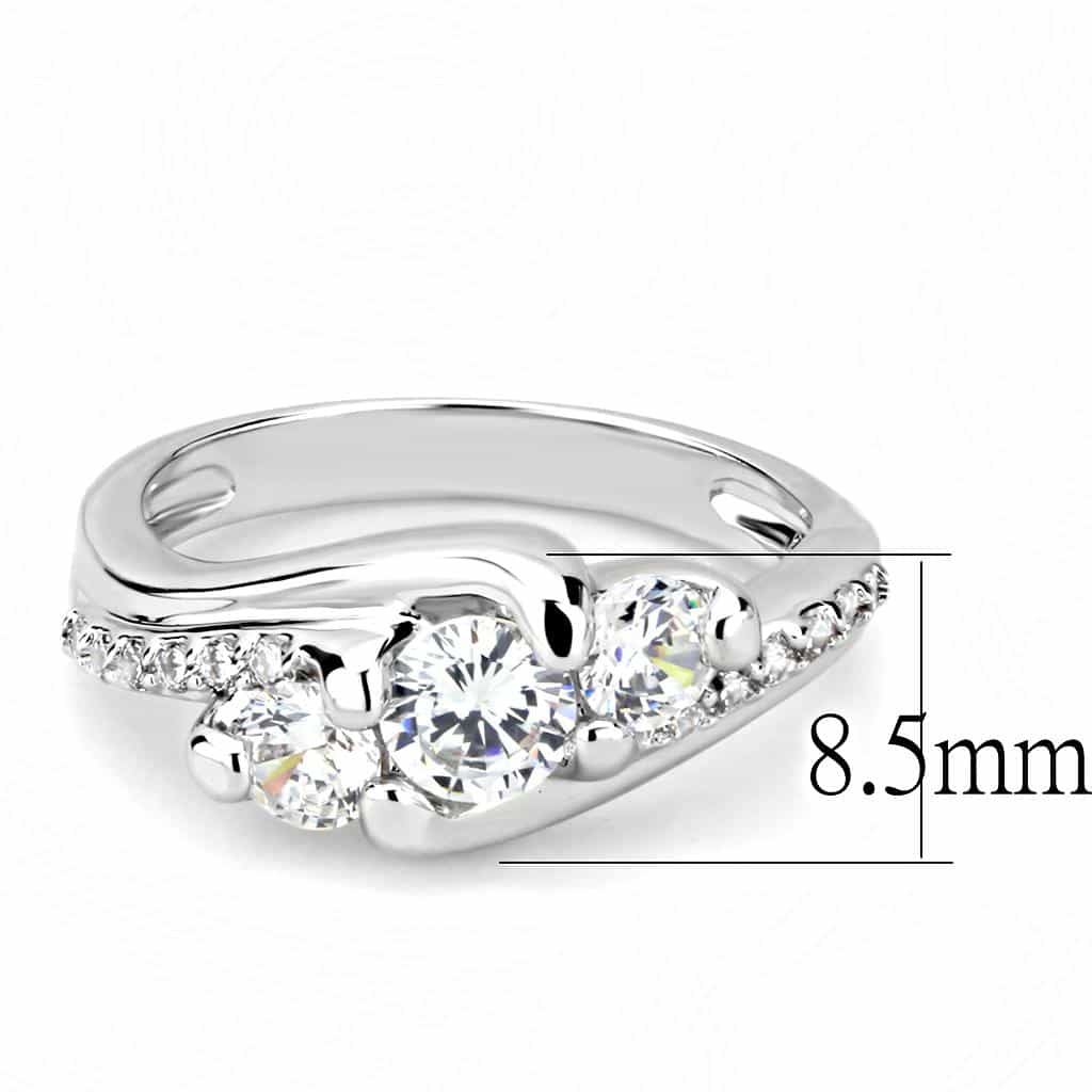 Brass CZ Three-Stone Crossover Bypass Ring view 7