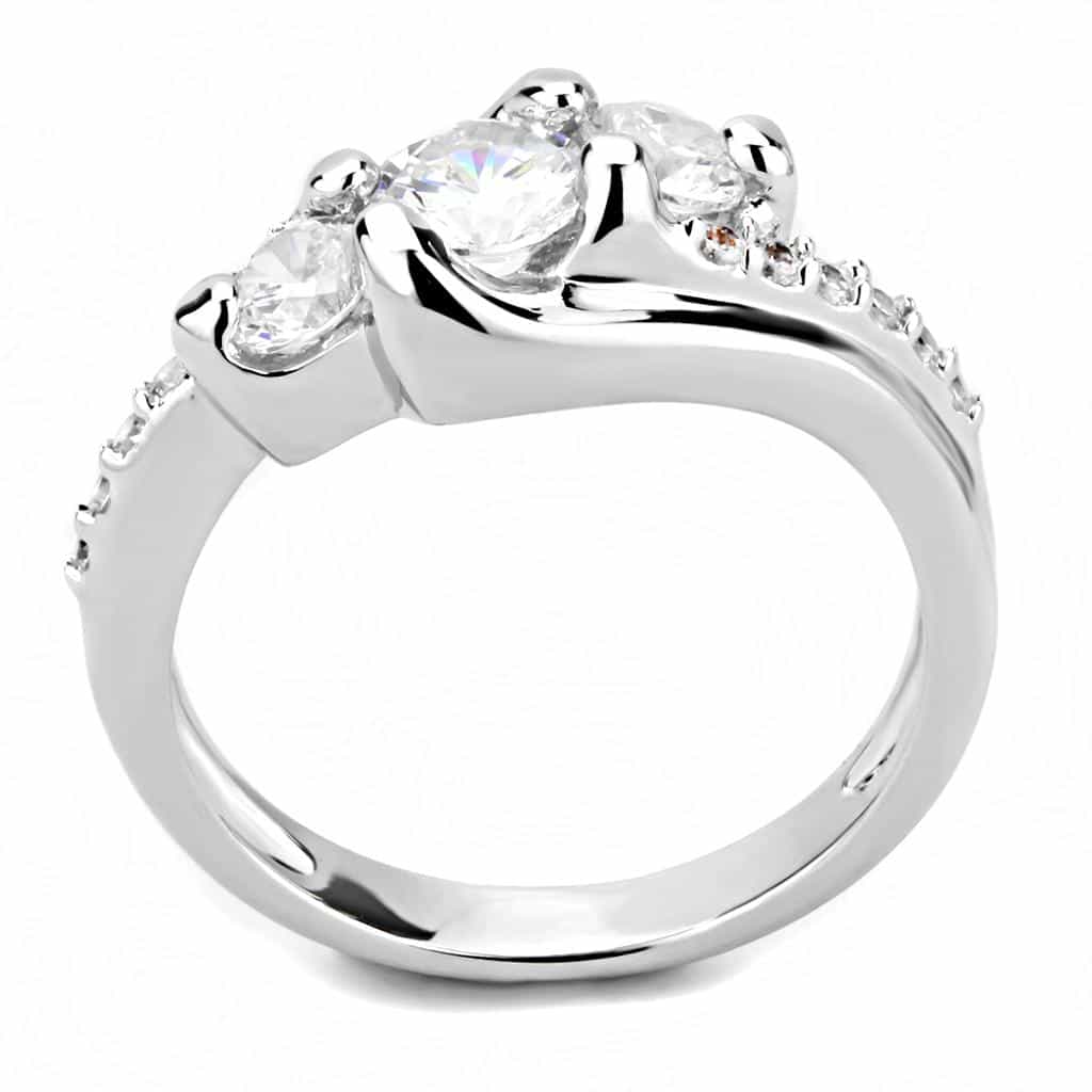 Brass CZ Three-Stone Crossover Bypass Ring view 8
