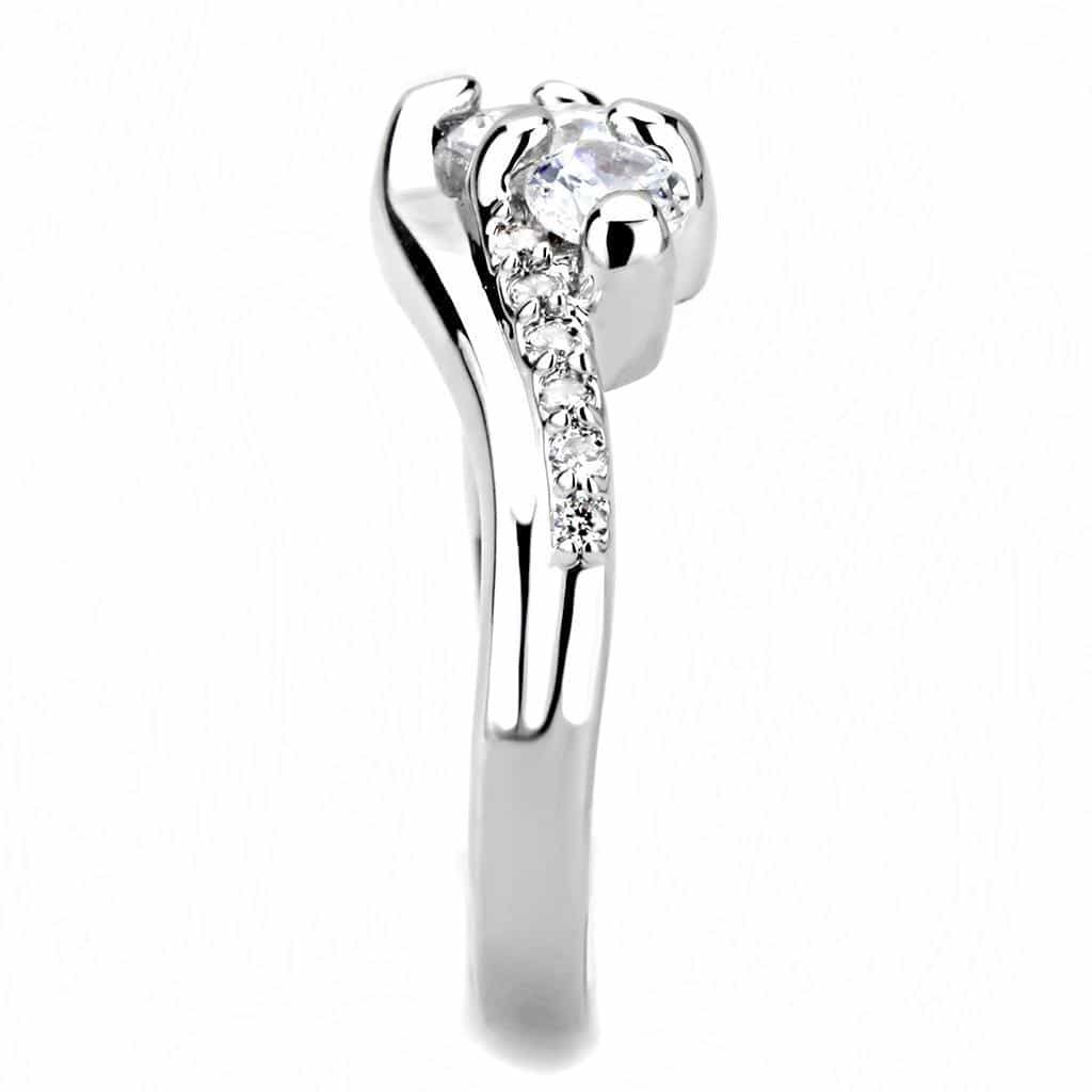 Brass CZ Three-Stone Crossover Bypass Ring view 4