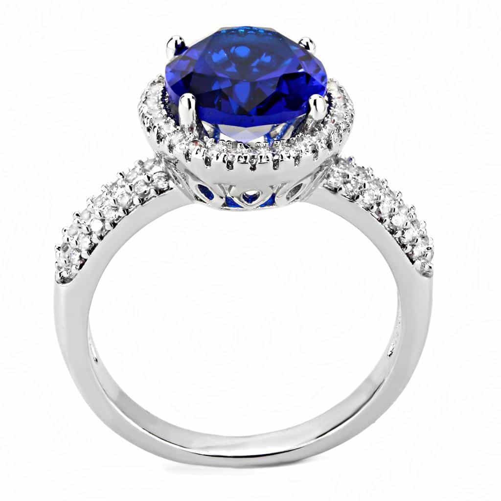 Brass Sapphire Round Double Halo Pavé Ring view 3