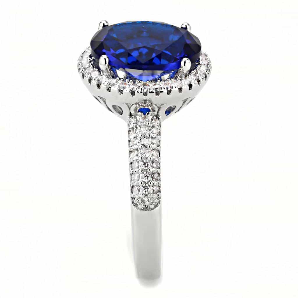 Brass Sapphire Round Double Halo Pavé Ring view 4