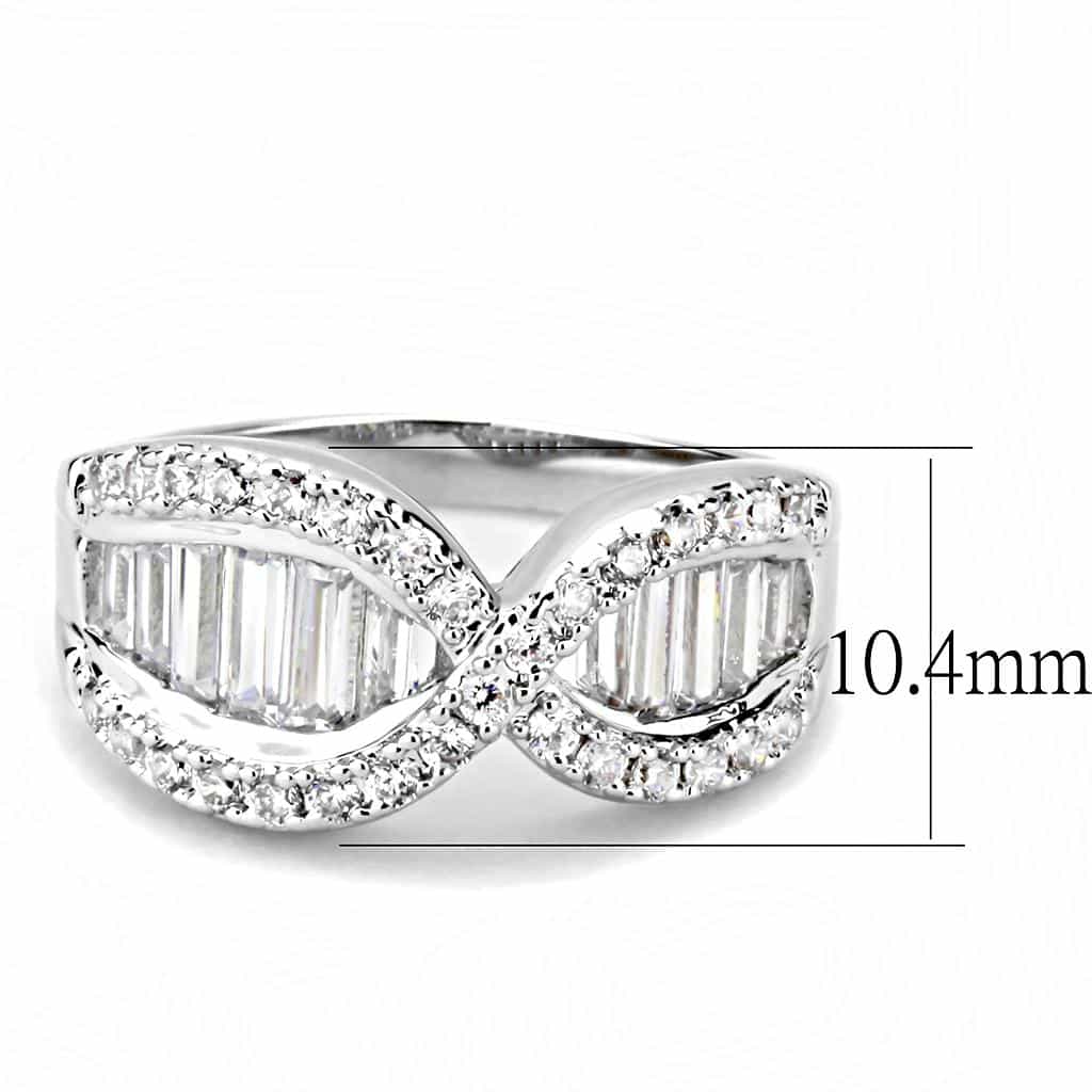 Brass CZ Baguette Infinity Crossover Ring | The Stainless Jewelry view 7