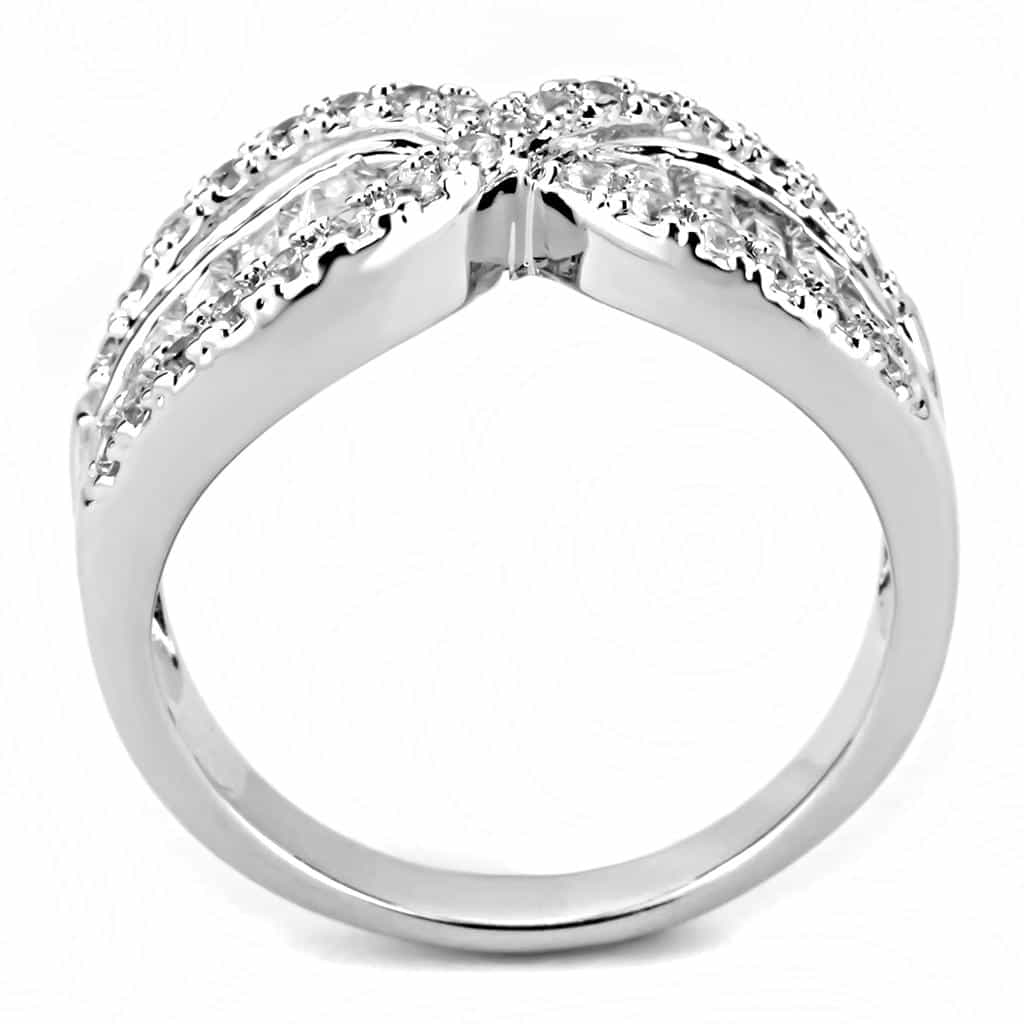 Brass CZ Baguette Infinity Crossover Ring | The Stainless Jewelry view 8