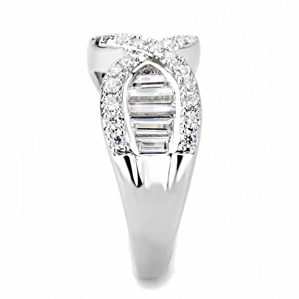 Brass CZ Baguette Infinity Crossover Ring | The Stainless Jewelry view 9